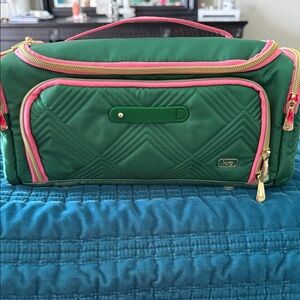 Lug Green and Pink WICKED Quilted Travel Cosmetic Bag NWT